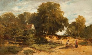 子供と森の風景、1845